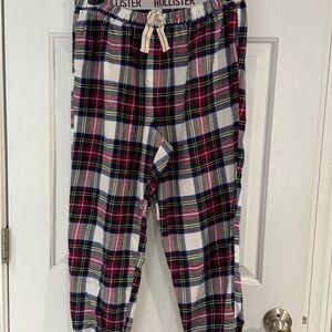 Hollister Womens Size Large Plaid Cotton Pajama Bottoms - White, Red & Navy